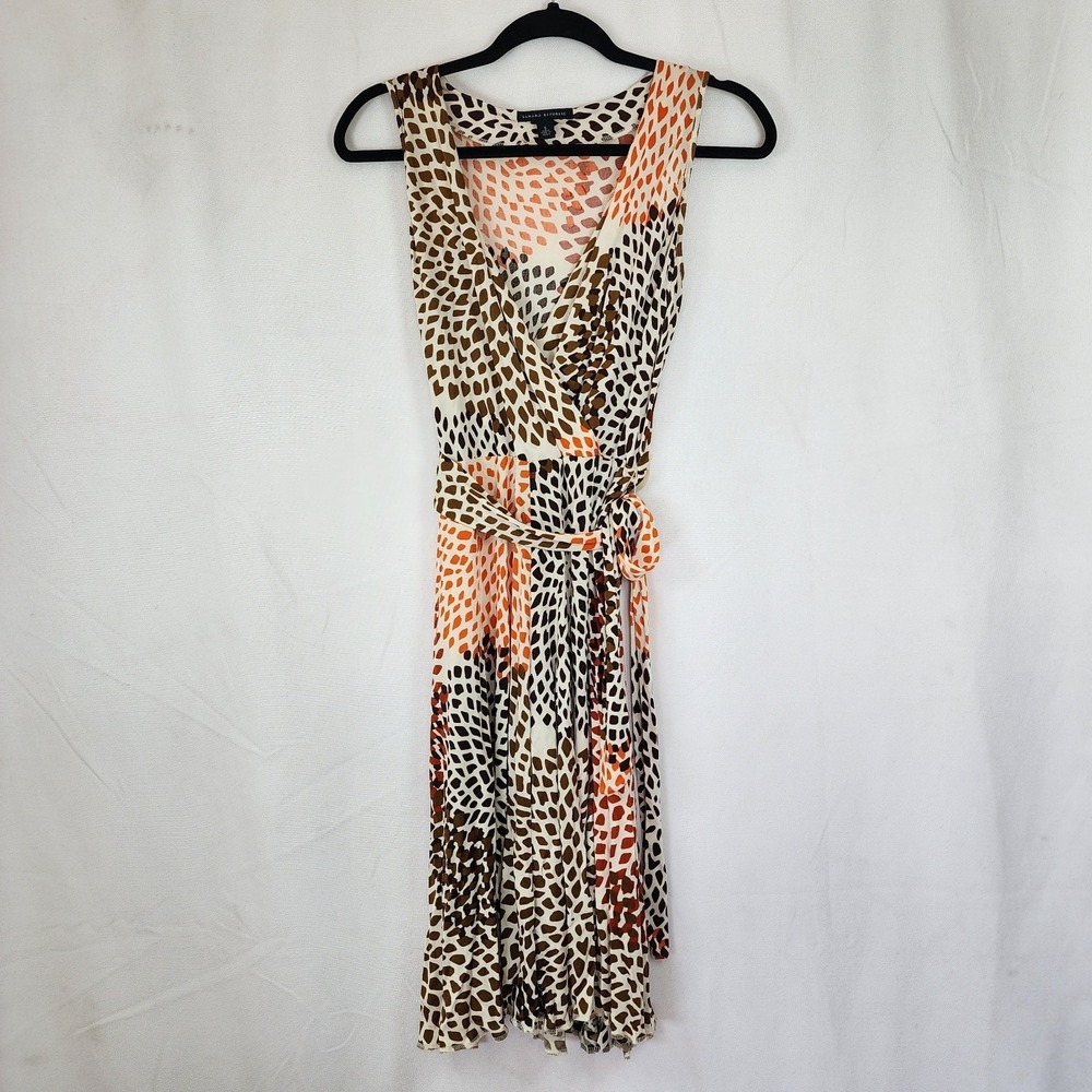 Banana Republic Silk Blend Wrap Style Midi Dress, Animal Print, Size S